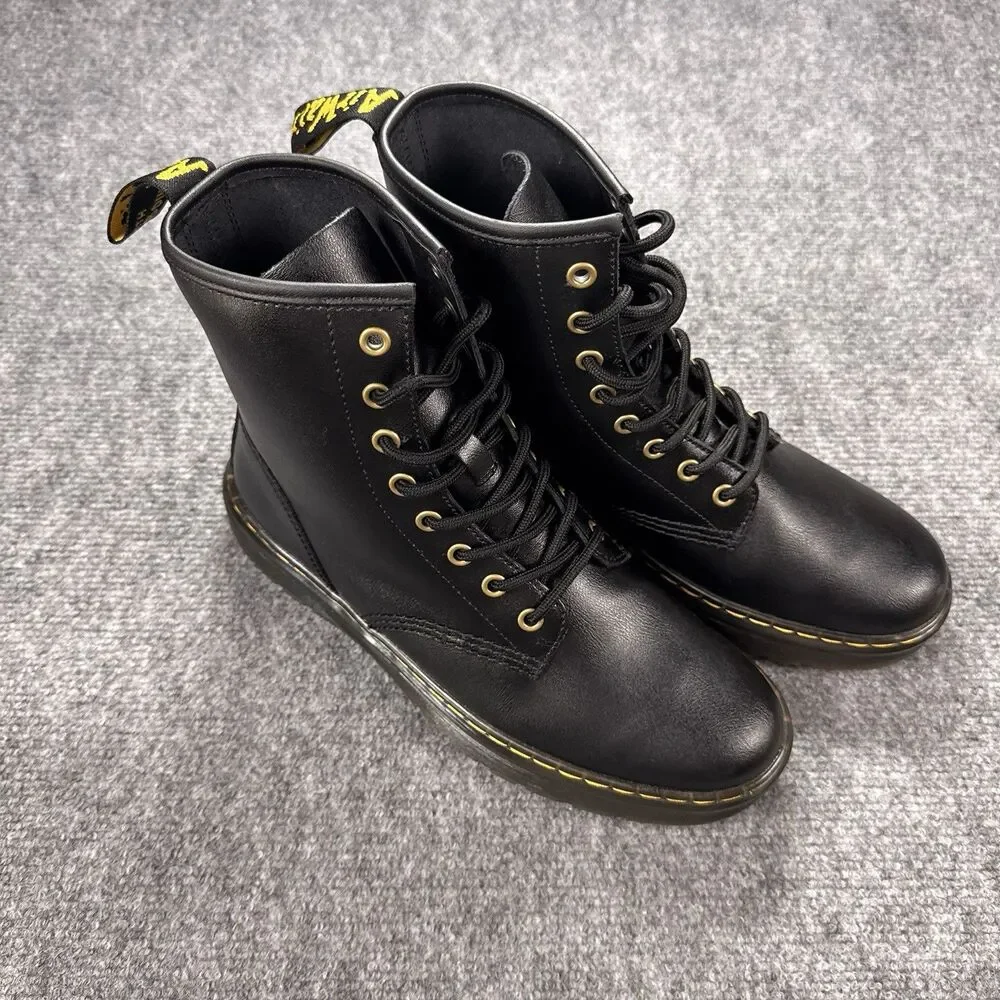 Dr. Doc Martens Zavala Boots Mens 8 Womens 9 Black Leather Combat Boots Grunge